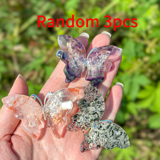 Crystal Butterfly Hair Claw | Witchy Spiritual Hair Accessory, Natural Stone Hair Clip for Aesthetic Hairstyles (Multiple Crystal Types)