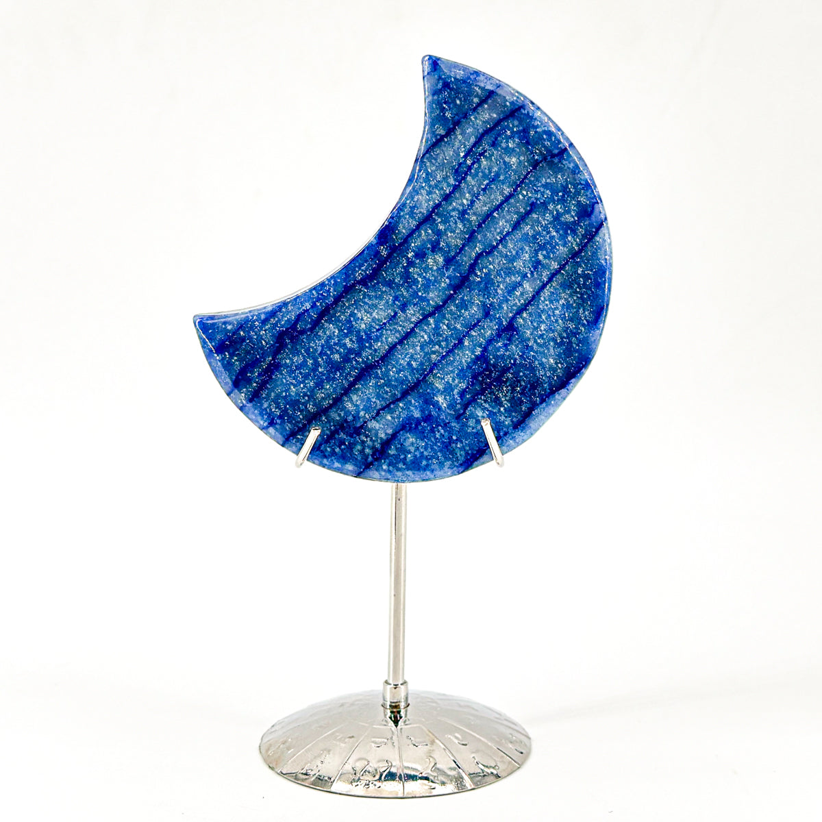 1 count "Handmade Labradorite Moon Ornament - Unique Decor with Celestial Allure" Moonstone Crystal Crystal Carvings