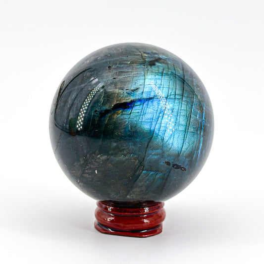 Labradorite Crystal Sphere - Hand-Carved Iridescent Healing Ball for Energy Cleansing and Home Decor