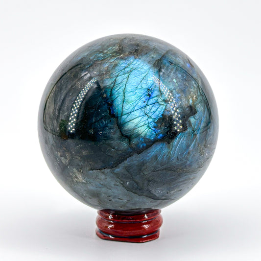 Labradorite Crystal Sphere - Hand-Carved Iridescent Healing Ball for Energy Cleansing and Home Decor